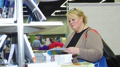 Woman shopping for books