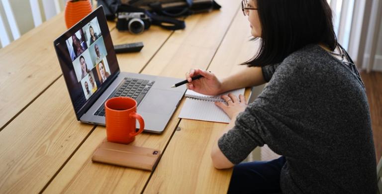 woman on virtual conference call