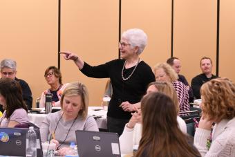 Dr. Marilyn Friend presenting to room