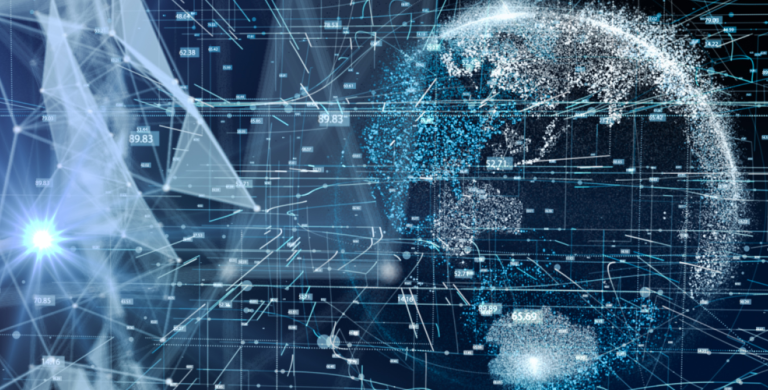 An image of the Earth drawn by digital connections.